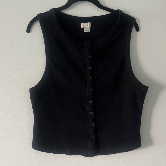 BDG Knit Button Down Tank Top Black Size XL - Picture 2 of 5